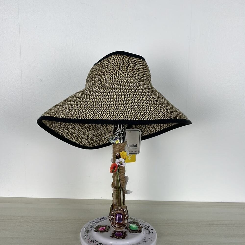 San Diego Co women's ultrabraid large brim visor multicolor black hat Size O/S